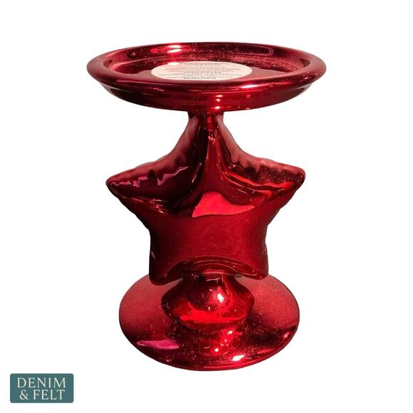 NEW Bath & Body Works Red Star Balloon Foil Single Wick Candle Holder Pedestal - Picture 1 of 8